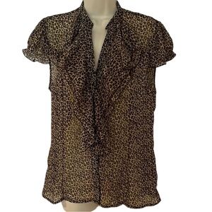 Sam & Max size XL semi sheer leopard print top with rhinestone buttons